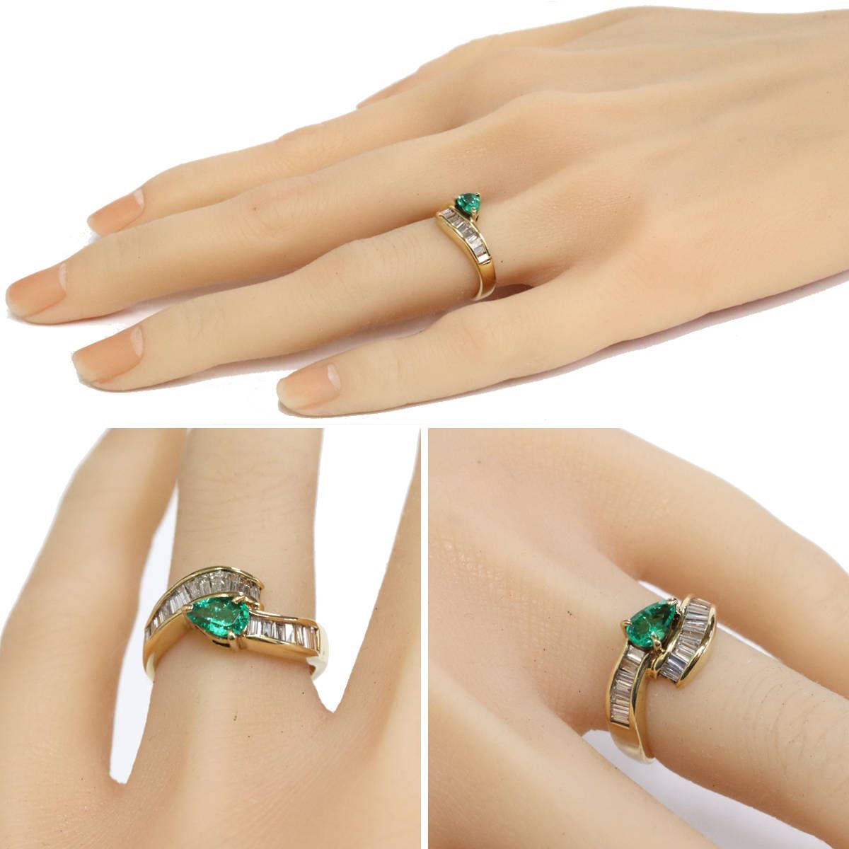 K18エメラルドダイヤモンドリング E0.50 D0.85 4.4g #9.5 - メルカリ
