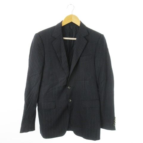 グッチ GUCCI シングルスーツ セットアップ 2点セット テーラードジャケット 総裏地 パンツ スラックス ストライプ 42 R M 紺 ネイビー AO 5 GY 17