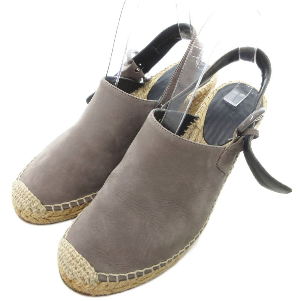 セリーヌ CELINE サンダル ストラップサンダル ウェッジソール 38 グレー ベージュ IU GY 18