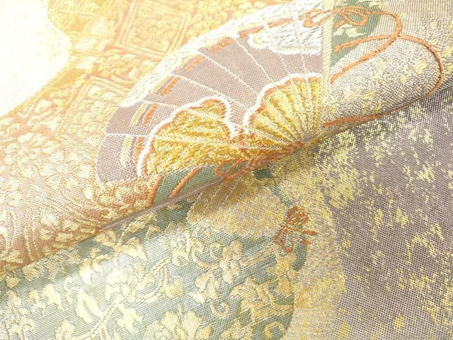 平和屋着物◎六通柄袋帯 唐織 正倉院花鳥文 金糸 正絹