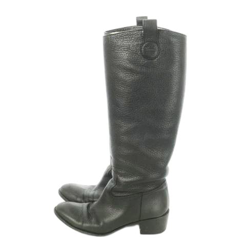 Gucci 本革ロングブーツ 25cm 8B グッチ GUCCI ロングブーツ ミドルヒール アーモンドトゥ グレイン