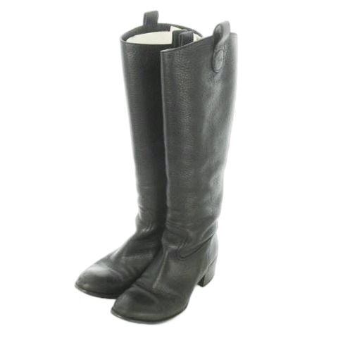 グッチ GUCCI ロングブーツ ミドルヒール アーモンドトゥ グレイン