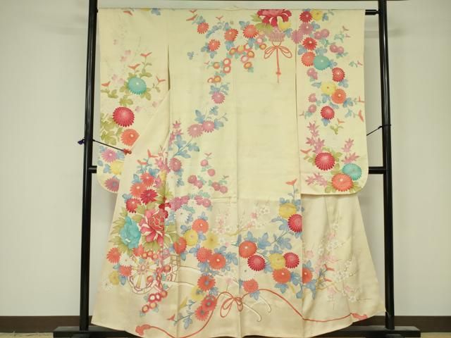 平和屋着物□豪華振袖 駒刺繍 牡丹 花車文 金彩 正絹 逸品 DAAZ2665op