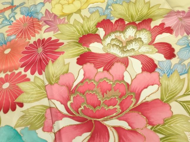 平和屋着物□豪華振袖 駒刺繍 牡丹 花車文 金彩 正絹 逸品 DAAZ2665op