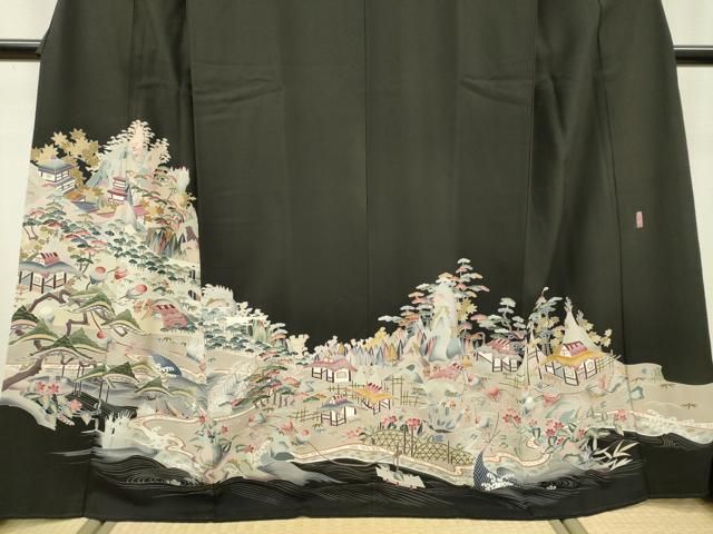 平和屋着物□豪華黒留袖 友禅 作家物 風景文 正絹 逸品 DAAZ6235fe