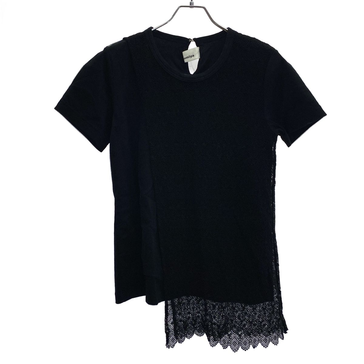 noir kei ninomiya ノワール ケイ ニノミヤ 16 SS アシンメトリーレースデザインTシャツ 3 Q T 015 ブラック M