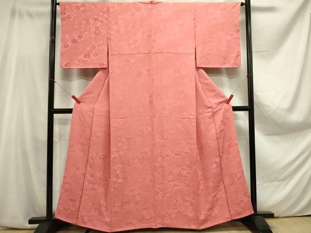 平和屋着物●上質な色無地　草花地紋　薄紅色　正絹　逸品　未使用　DAAX4081ps 平和屋着物□上質な色無地 流水菊地紋 甚三紅色 正絹 逸品 DAAZ2727op