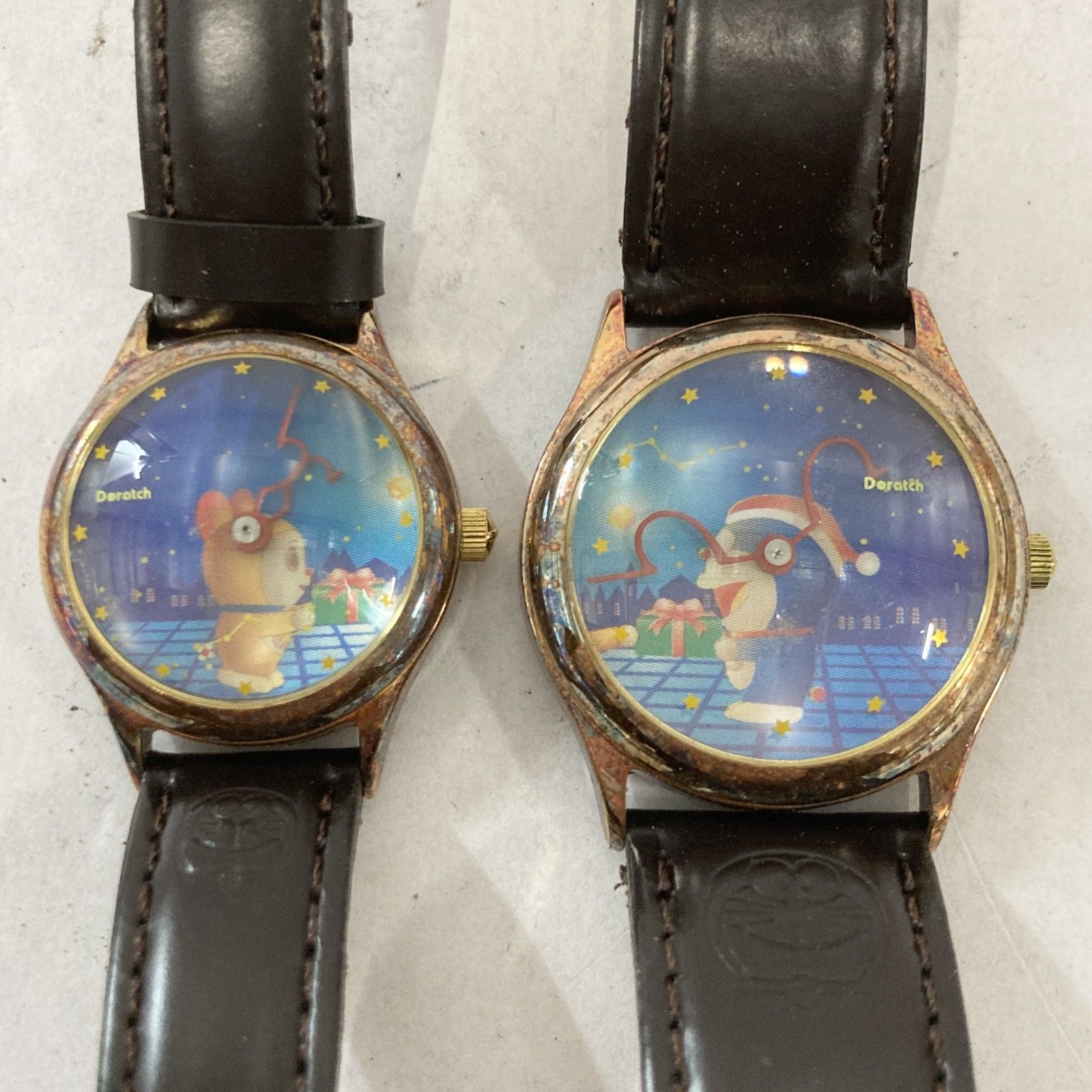☆ 【ジャンク品】 希少 レア ドラえもん ペア腕時計 クリスマス 1997