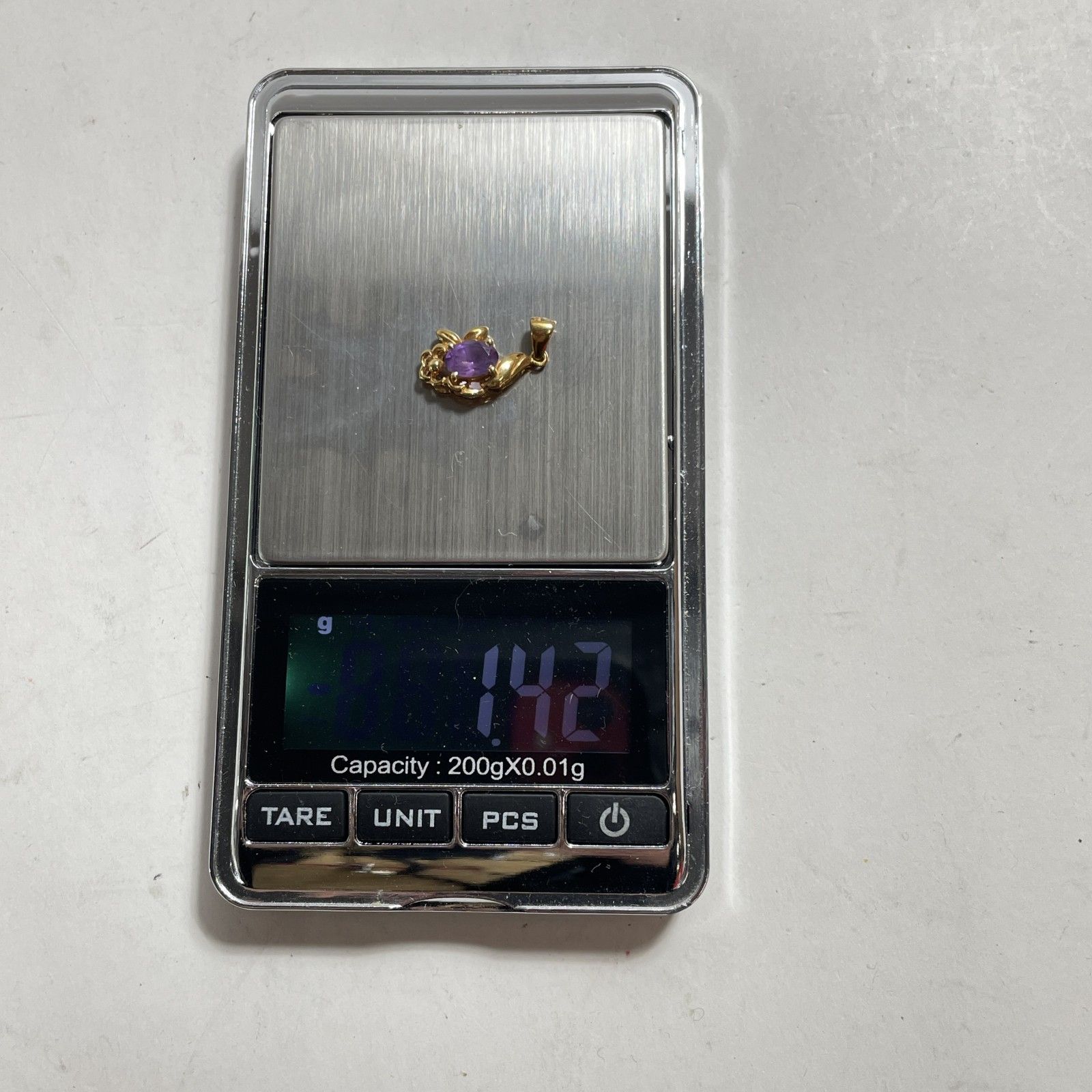 ☆ K18/750刻印 18金 ゴールド バチカン フレーム 紫石 ペンダント