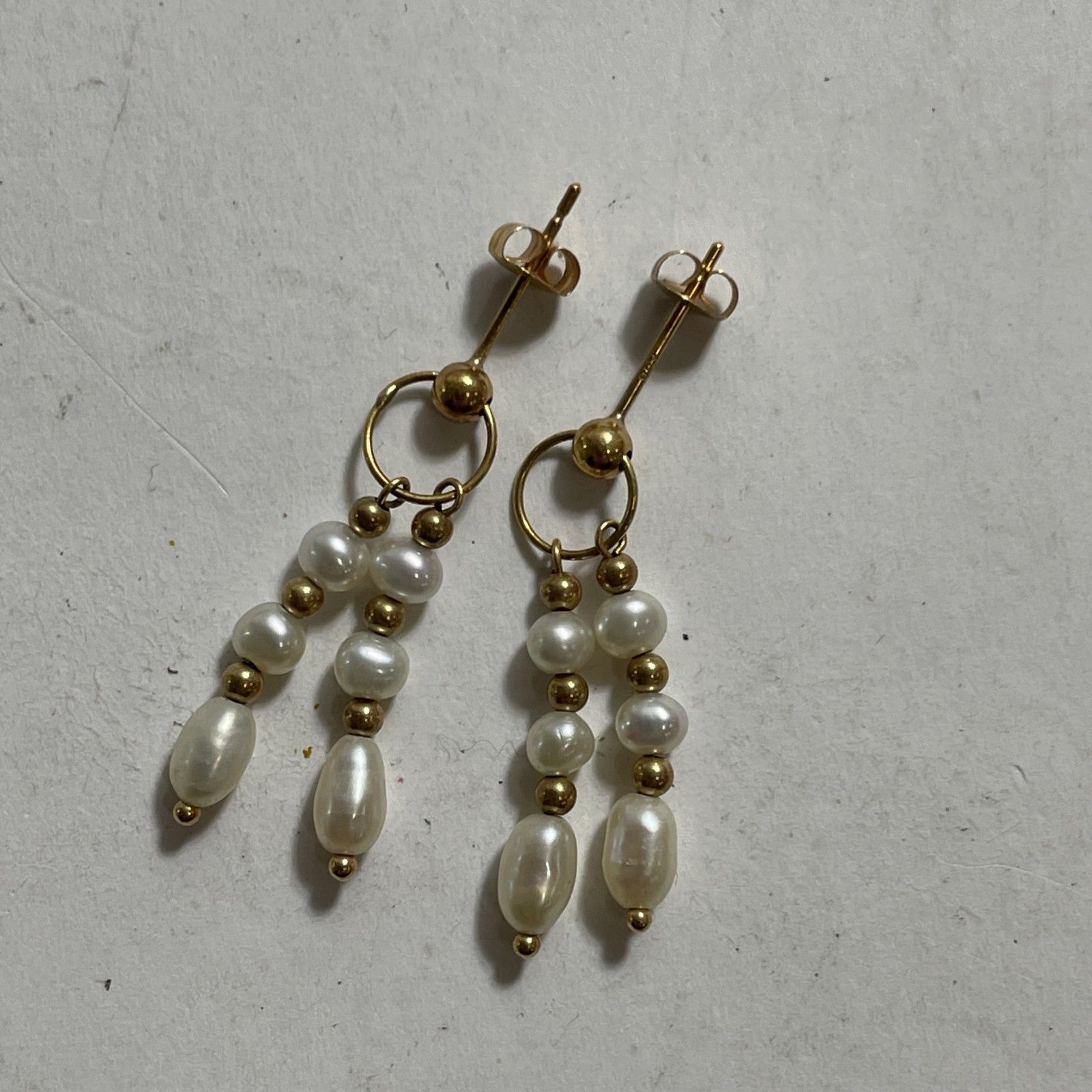 ☆ K18刻印 18金 キャッチ ポスト刻印 パール ドロップピアス 両耳 