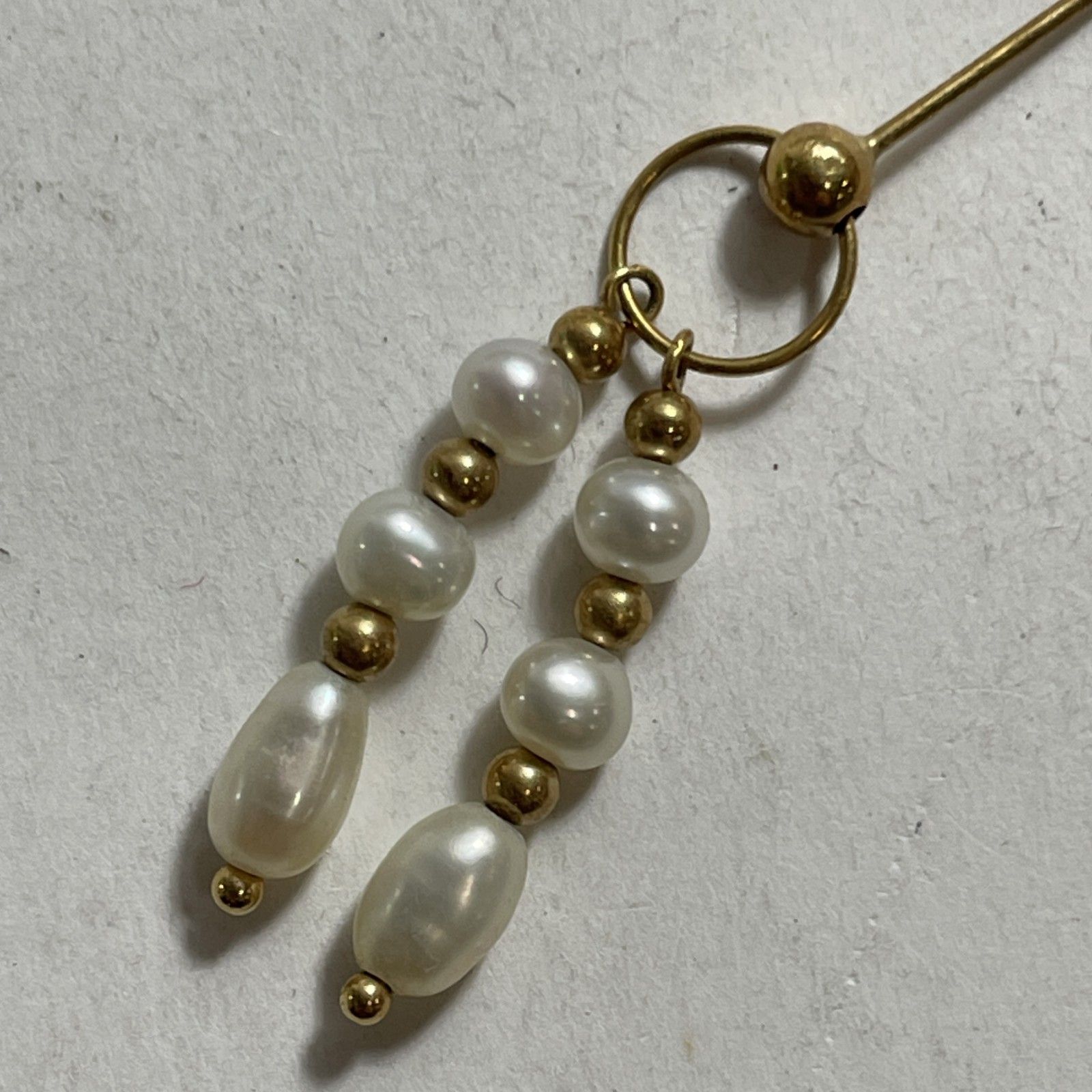☆ K18刻印 18金 キャッチ ポスト刻印 パール ドロップピアス 両耳 