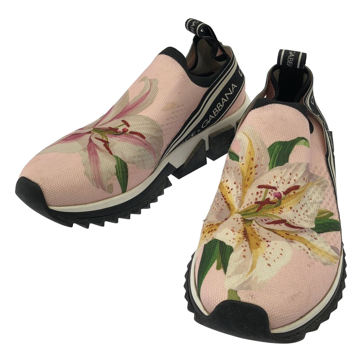 DOLCE&GABBANA ドルチェ＆ガッバーナ フラワーニットスニーカー ピンク