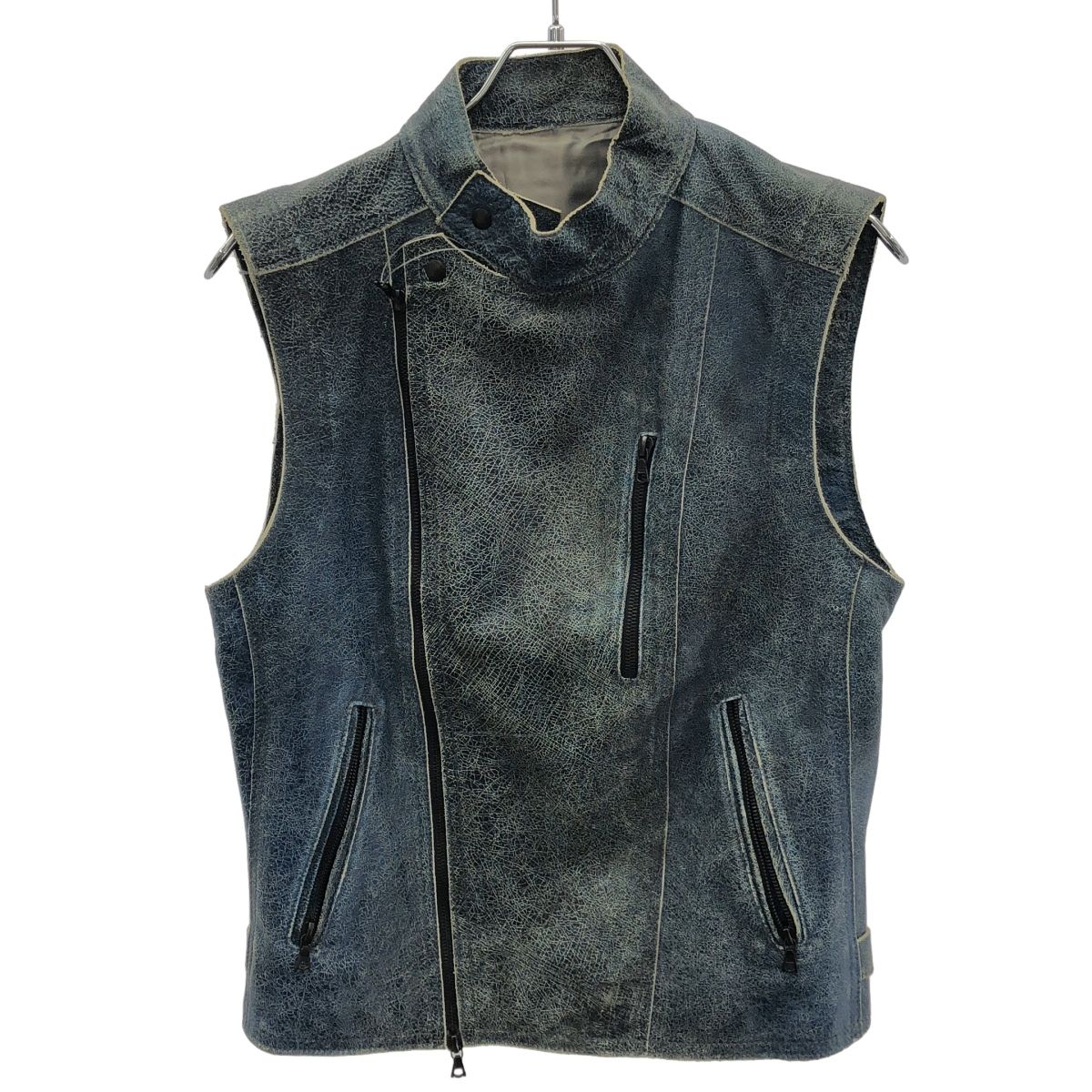 NEIL BARRETT ニールバレット クラックレザーベスト ブルー S - メルカリ