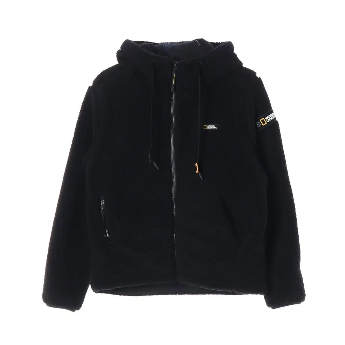 ナショナルジオグラフィック 23FW フード フリース シェルパ ジップアップ ジャケット カーボン ブラック S