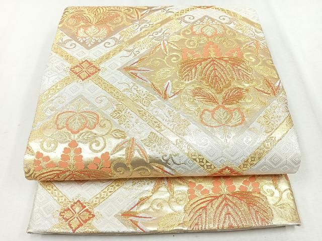 平和屋着物◎佐賀錦 六通柄袋帯 献上花菱文 金銀糸 正絹 逸品