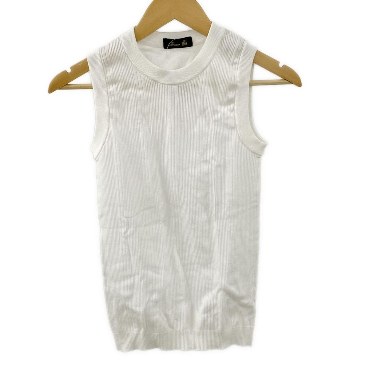 Drawer ドゥロワー ノースリーブカットソー レディース - 白 クルーネック