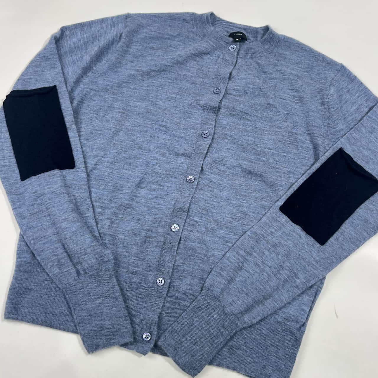 カシミヤ100% JOSEPH ジョセフ エルボーパッチ ニット カーディガン M