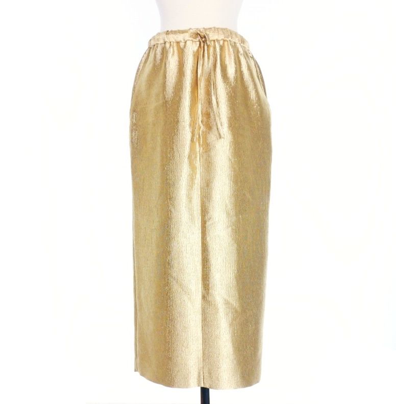 6 ROKU BEAUTY YOUTH B Y ロク ビューティーアンドユース タイト スカート ロング 38 ゴールド 8624 299 0144