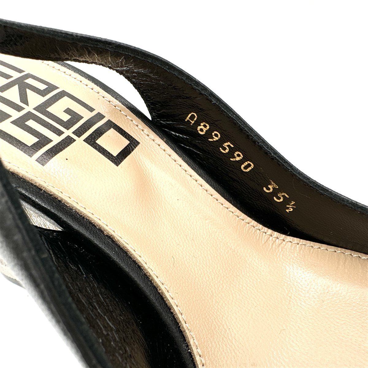 Sergio Rossi ブラックポインテッドトゥミュール □希少・新品級□ Sergio Rossi ミュール 本革 ポインテッドトゥ