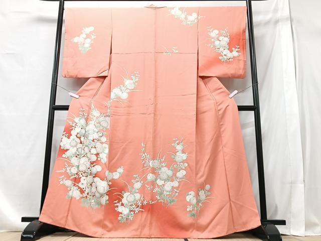 平和屋着物□訪問着 刺繍 枝菊文 暈し染め 金銀糸 正絹 逸品