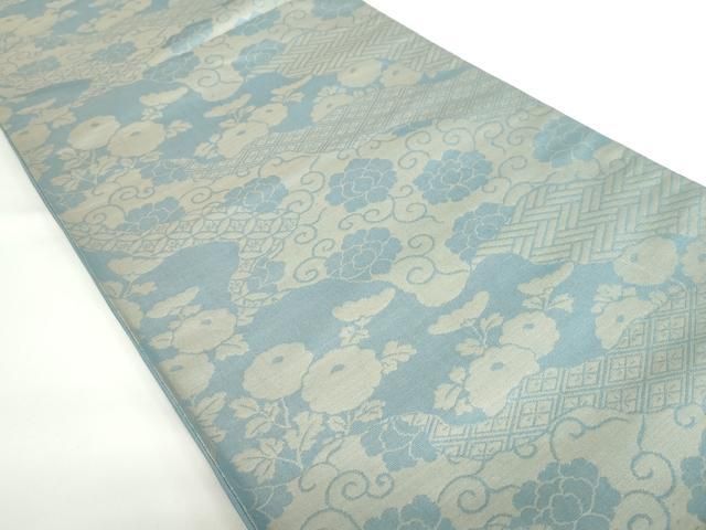 平和屋着物◎六通柄袋帯 道長吉祥牡丹唐草文 菊 金糸 正絹 逸品