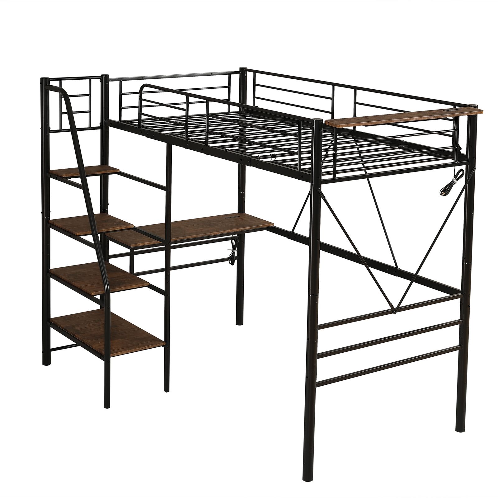 数量限定セール」 S ロフトベッド 階段付き デスク付き S パイプベッド