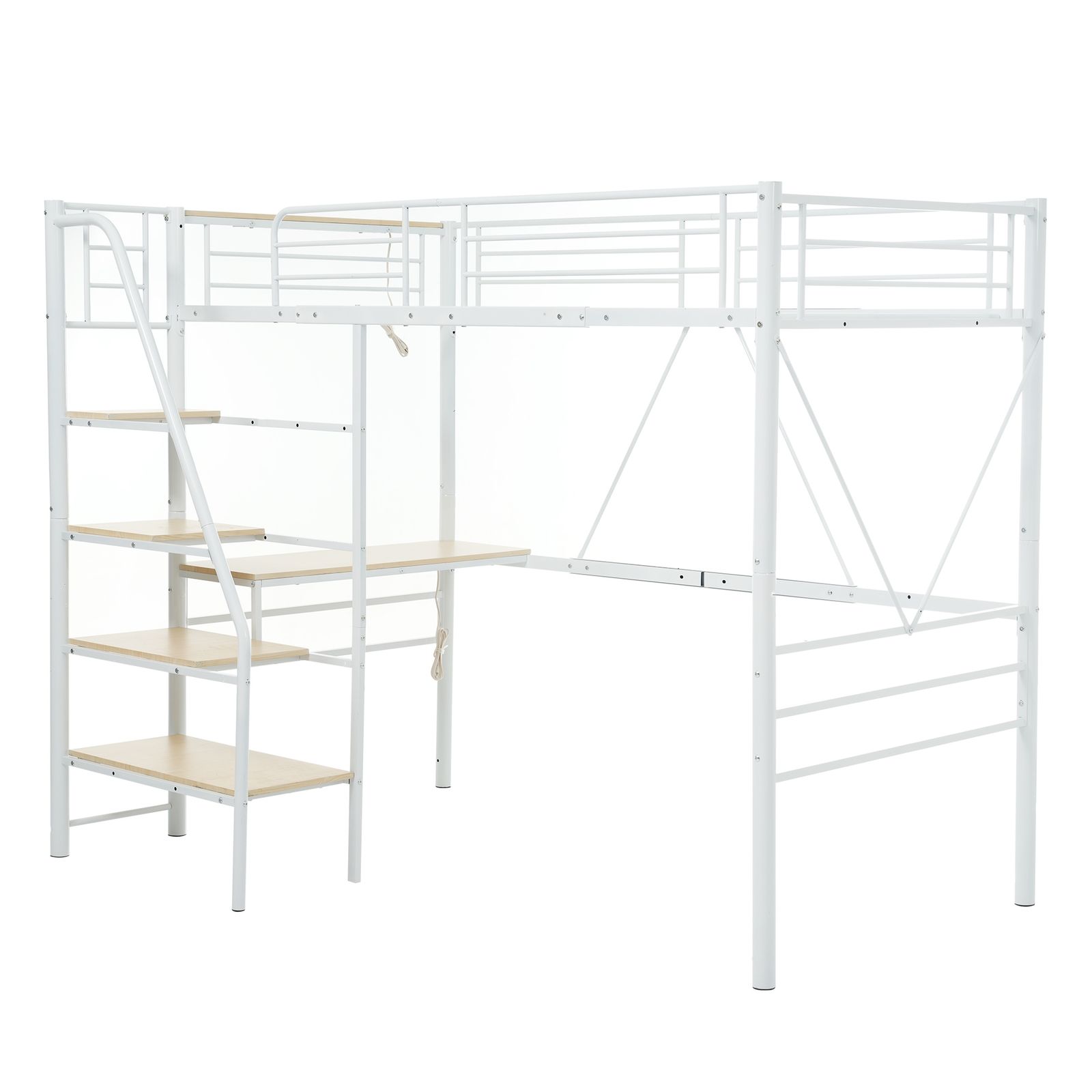 数量限定セール」 S ロフトベッド 階段付き デスク付き S パイプベッド