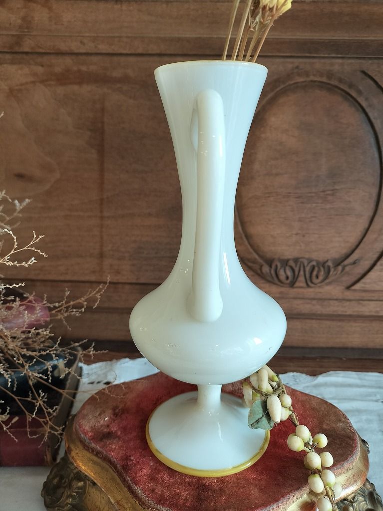 フランス アンティーク 白い ピッチャー オパール オパリン グラス