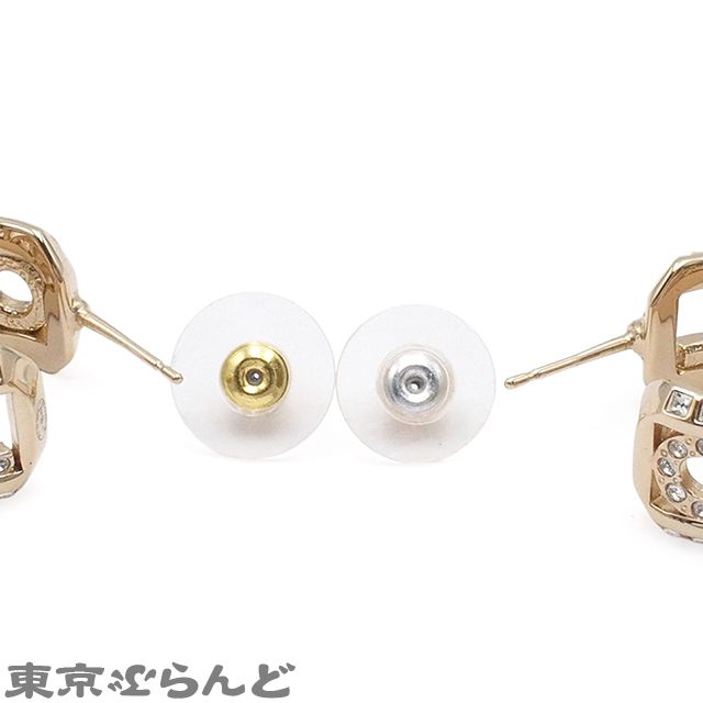 シャネル CHANEL フープ ピアス ゴールド メタル ラインストーン ロゴ