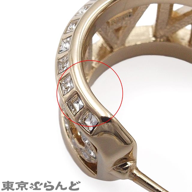 シャネル CHANEL フープ ピアス ゴールド メタル ラインストーン ロゴ