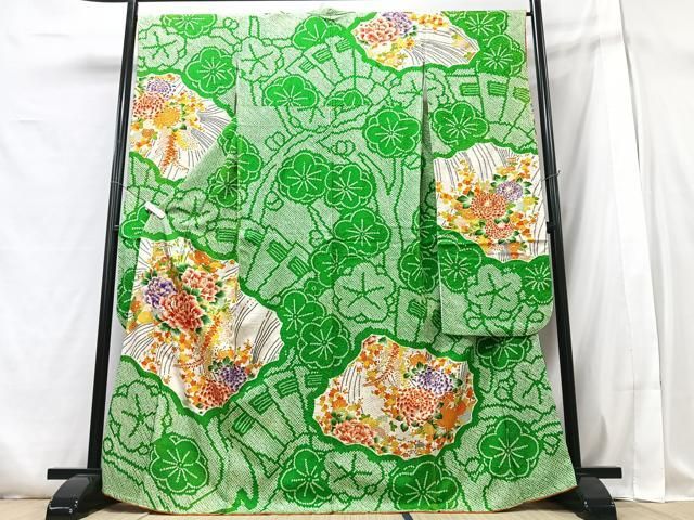 平和屋着物□豪華振袖 駒刺繍 総絞り 吉祥花文 牡丹 金彩 正絹 逸品