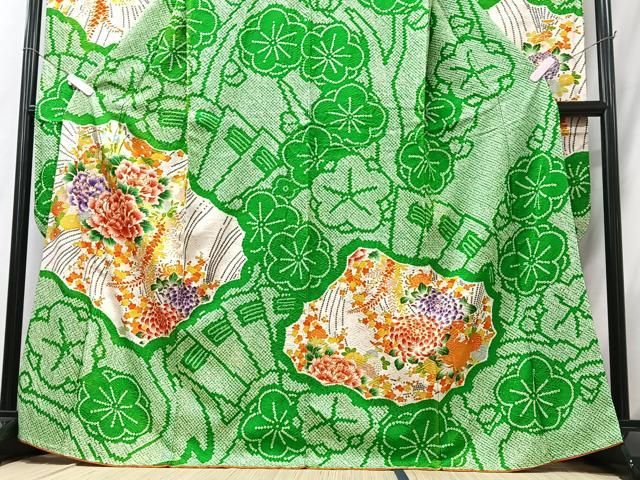 平和屋着物□豪華振袖 駒刺繍 総絞り 吉祥花文 牡丹 金彩 正絹 逸品