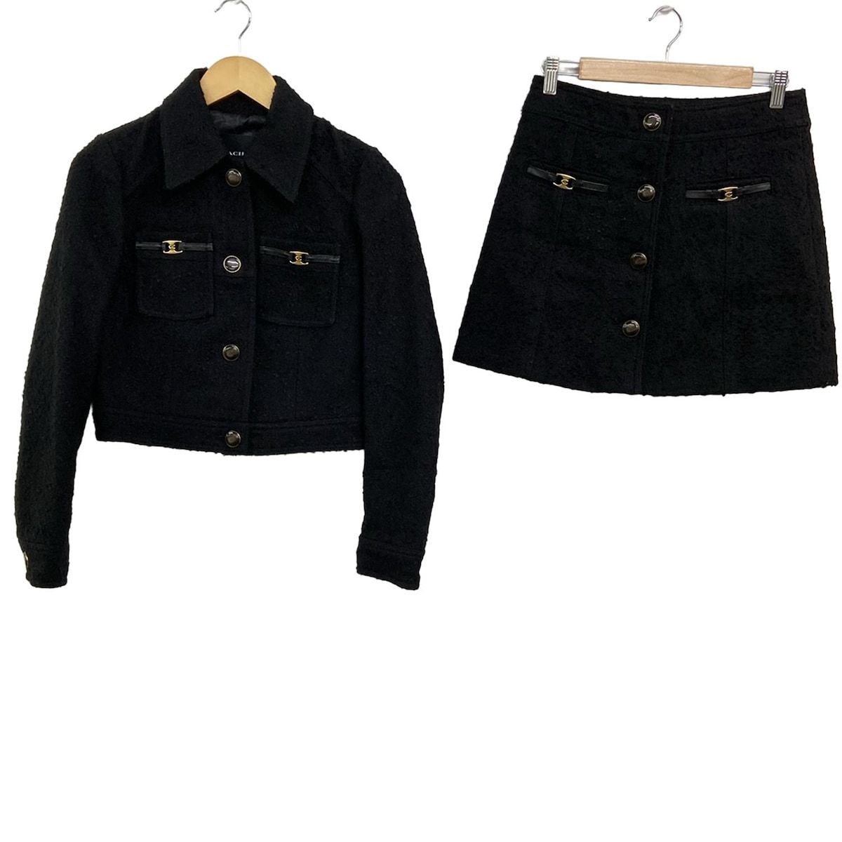 COACH コーチ スカートスーツ レディース 黒 ツイード