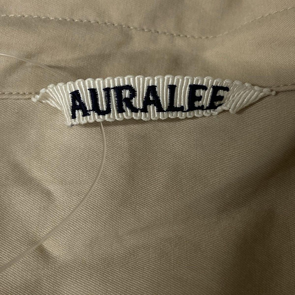 AURALEE オーラリー 半袖シャツ サイズ3 L メンズ ベージュ ストライプ タートルネック