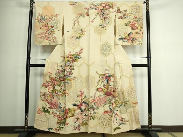 平和屋着物□訪問着 尾長鳥花文 金彩 正絹 逸品 DAAZ9748sf - メルカリ