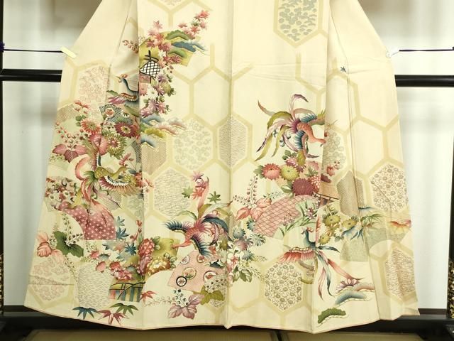 平和屋着物□訪問着 尾長鳥花文 金彩 正絹 逸品 DAAZ9748sf - メルカリ
