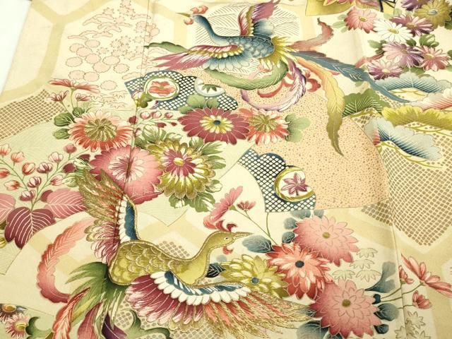 平和屋着物□訪問着 尾長鳥花文 金彩 正絹 逸品 DAAZ9748sf - メルカリ