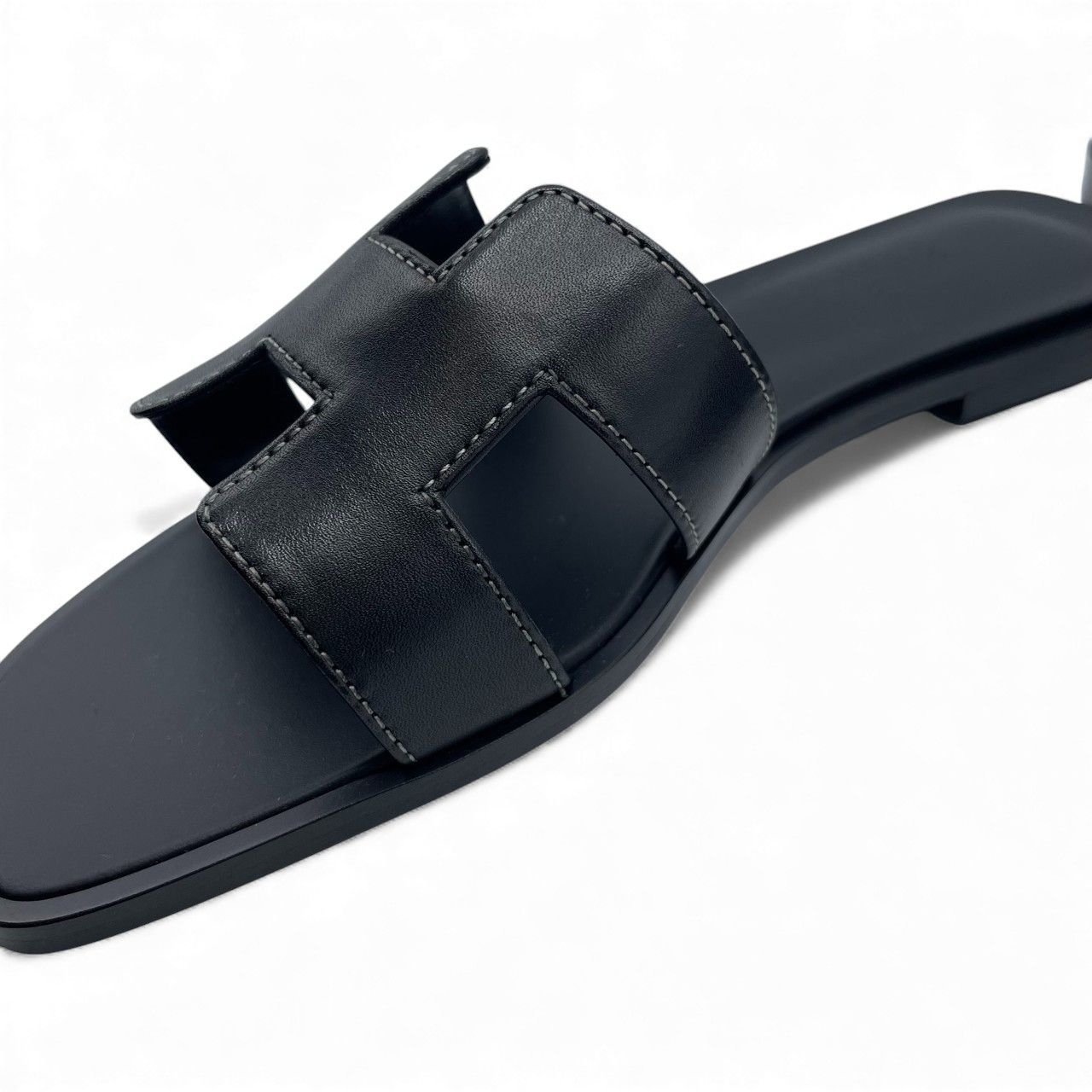 エルメス オラン サンダル 37.5 ノワール ボックスカーフ 24 cm