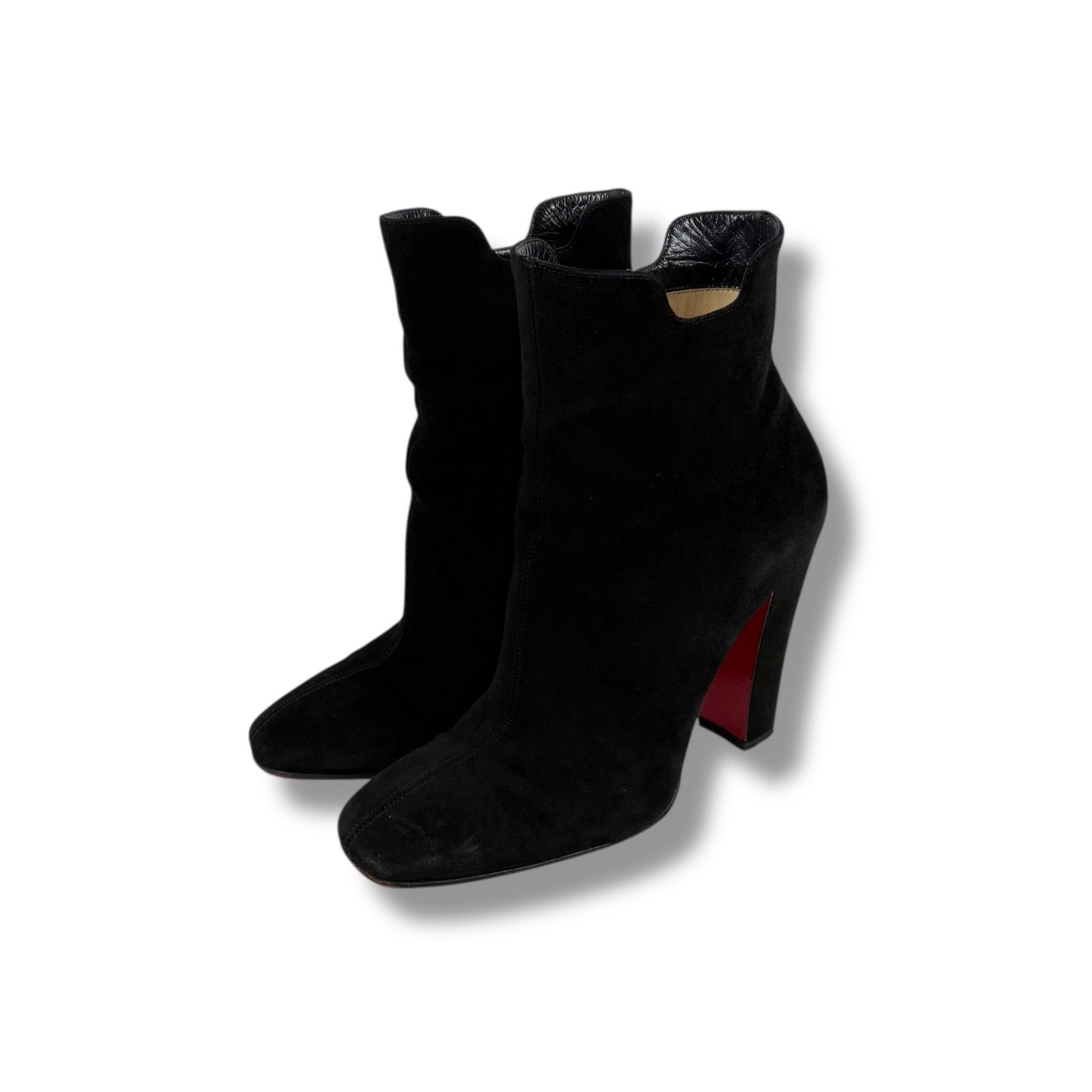 クリスチャン ルブタン 厚底 ショートブーツ ブラック スエード 35.5 クリスチャンルブタン Christian Louboutin ショートブーツ ブラック
