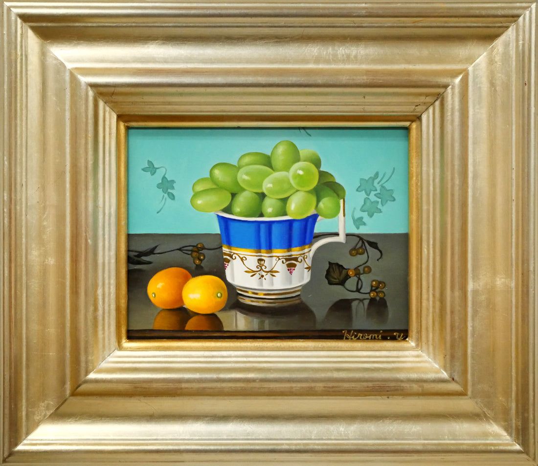 山口 ひろみ「ぶどうルイ」油絵・F0号 リアリズム人気画家 百貨店個展