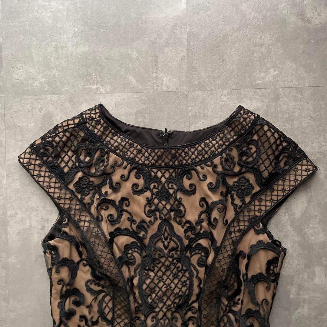 77 タダシショージ TADASHI SHOJI 刺繍 花柄 ワンピース ベージュ