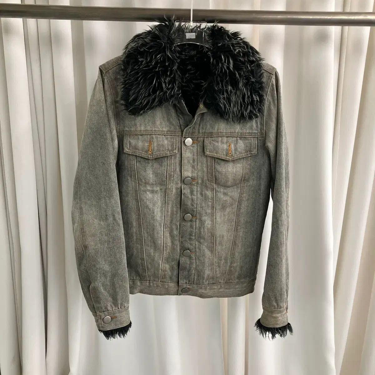 JPN VTG ヴィンテージ ファー ウォッシュ デニム ジャケット M