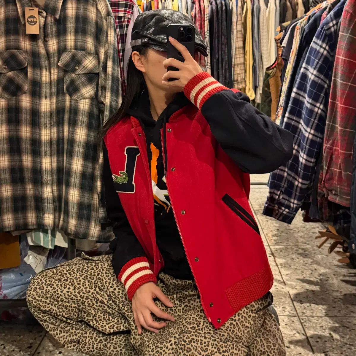 LACOSTE ラコステ 刺繍 ウールスタジャン