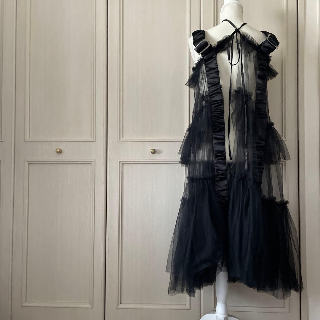 34 J 1 U LA BELLE ETUDE ラベルエチュード ロング ワンピース 黒 ブラック BLACK クロ くろ お呼ばれ デート オフィスカジュアル 食事会 チュール