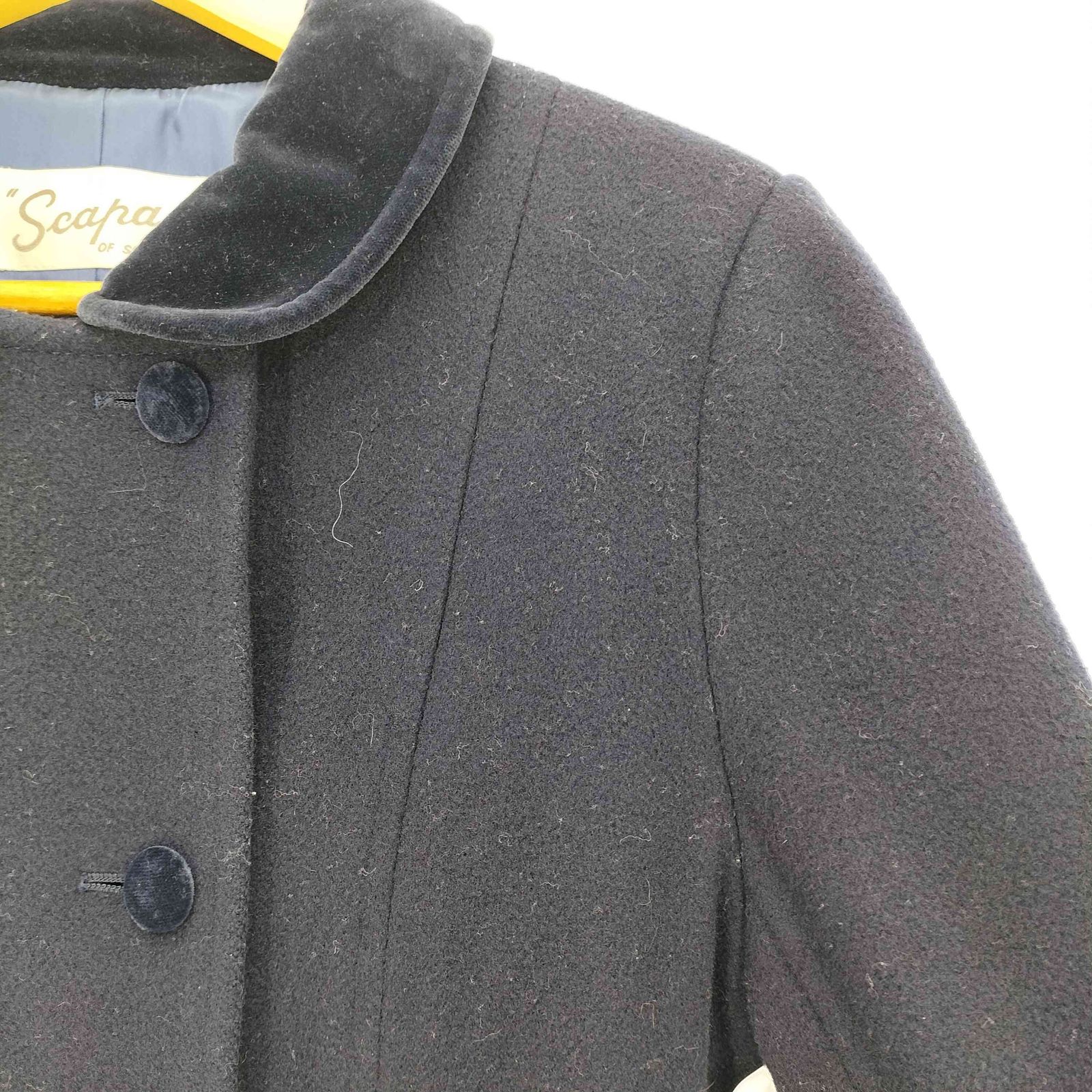 スキャパ SCAPA ベロア切替 ダブルボタン ロングコート レディース