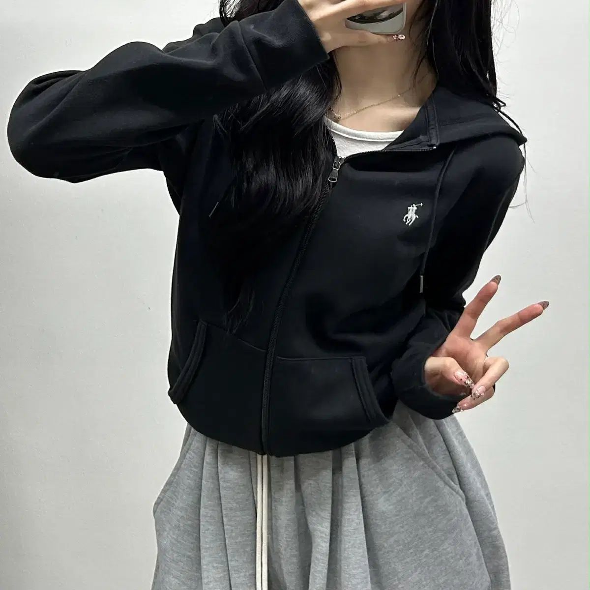 ポロラルフローレン 新モデル ブラック スウェットシャツ フードジップ