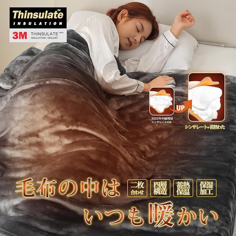 HARUMIN シンサレート 毛布 厚手【中綿増量】 冬用 シングル