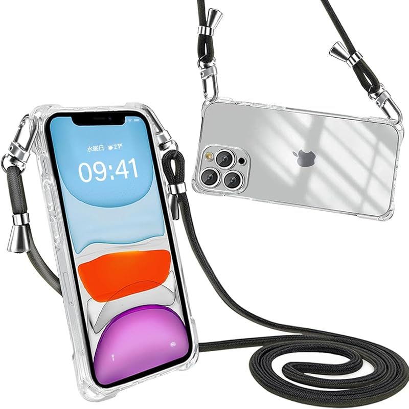 Peipeizi iPhone11 Pro ケース ショルダー クリア 肩掛け 首掛け