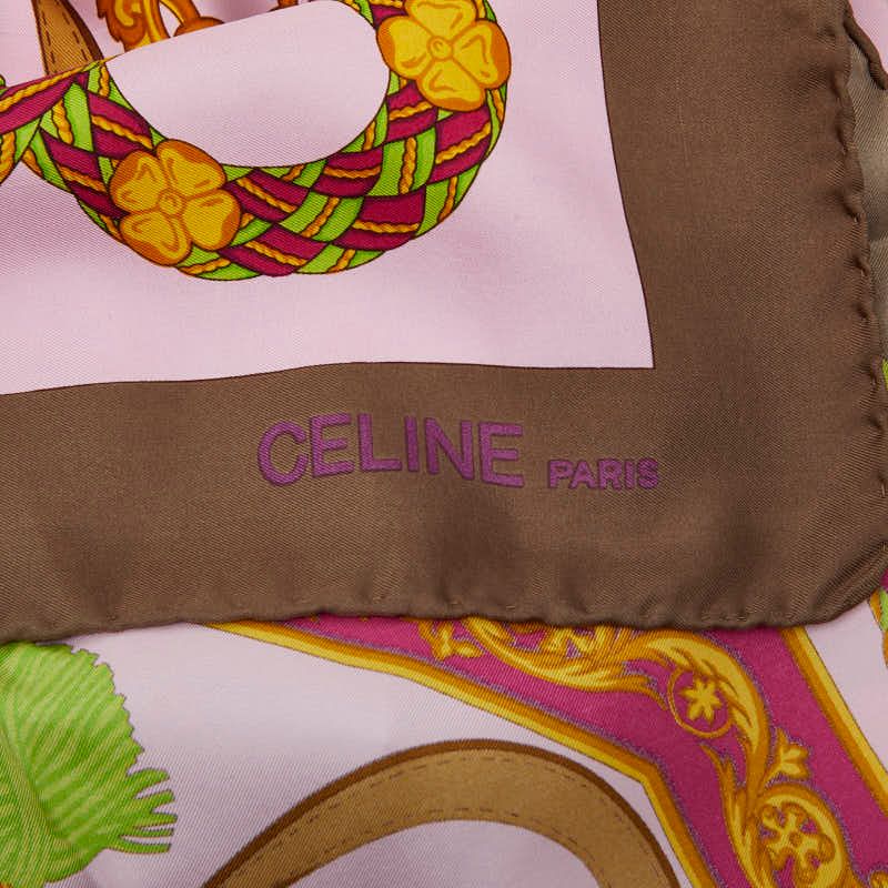 セリーヌ 総柄 ピンク マルチカラー 人気 シルク レディース CELINE【1