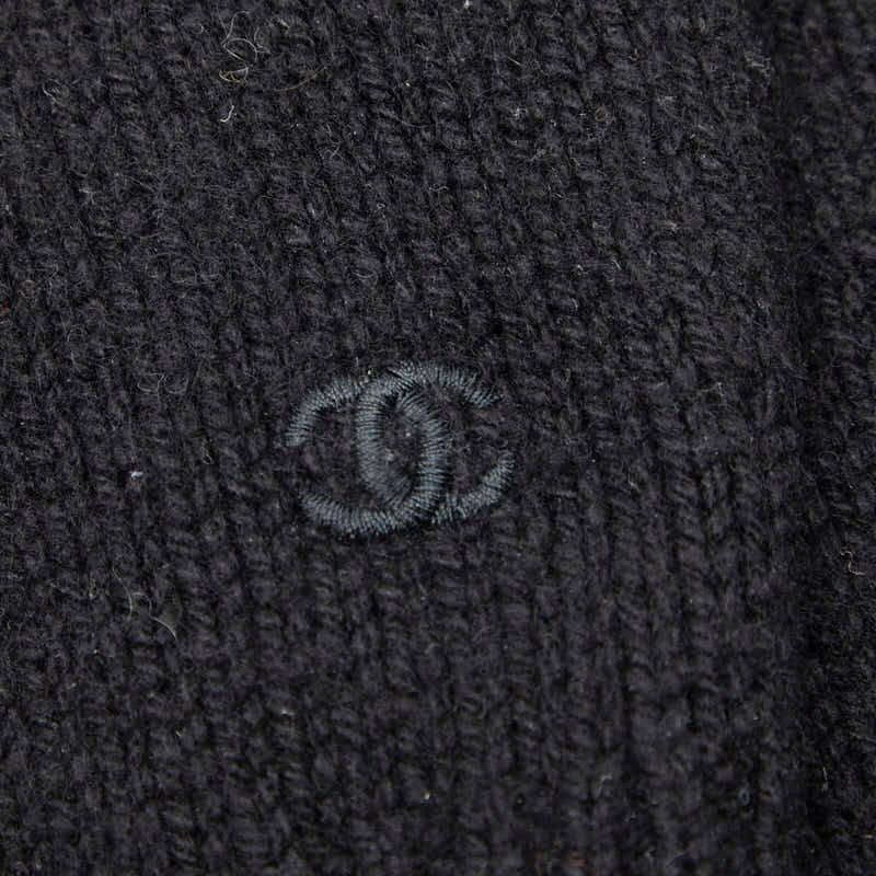 シャネル セーター ニット ココマーク 黒 02A シャネル ココマーク 刺繍 ニット セーター ブラック ウール